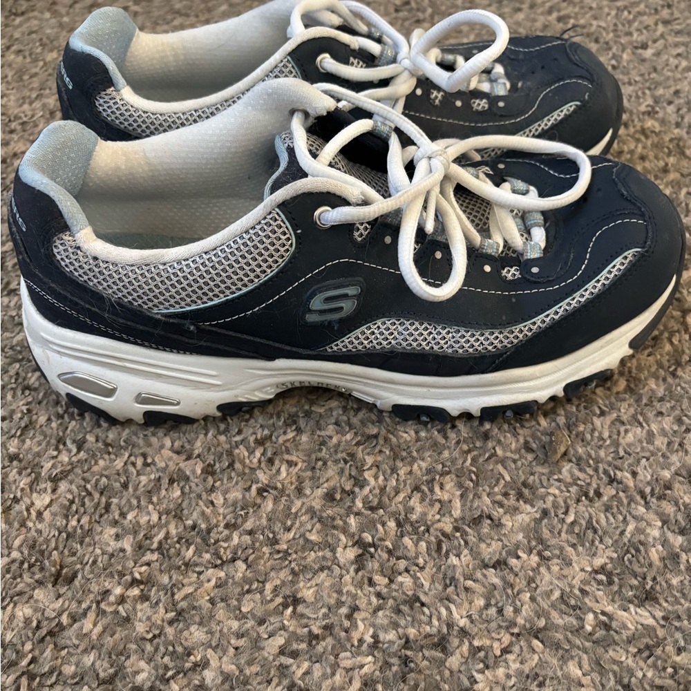 Skechers Dark Blue and White Athletic Shoes
